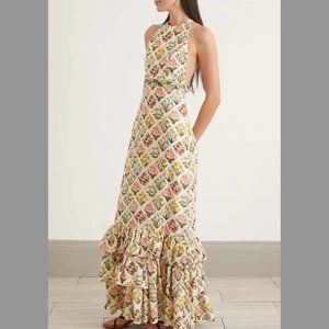 Agua Bendita - Magnolia Floral Ruffled Maxi Dress